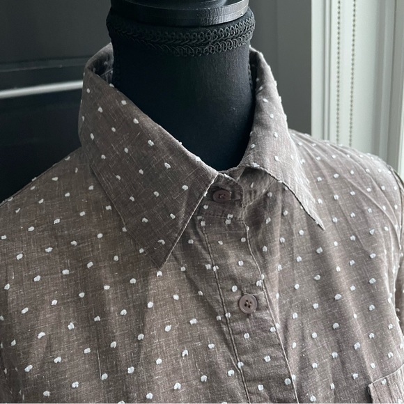 Shirt dress, Brown with polka dots, Size L - Picture 4 of 7